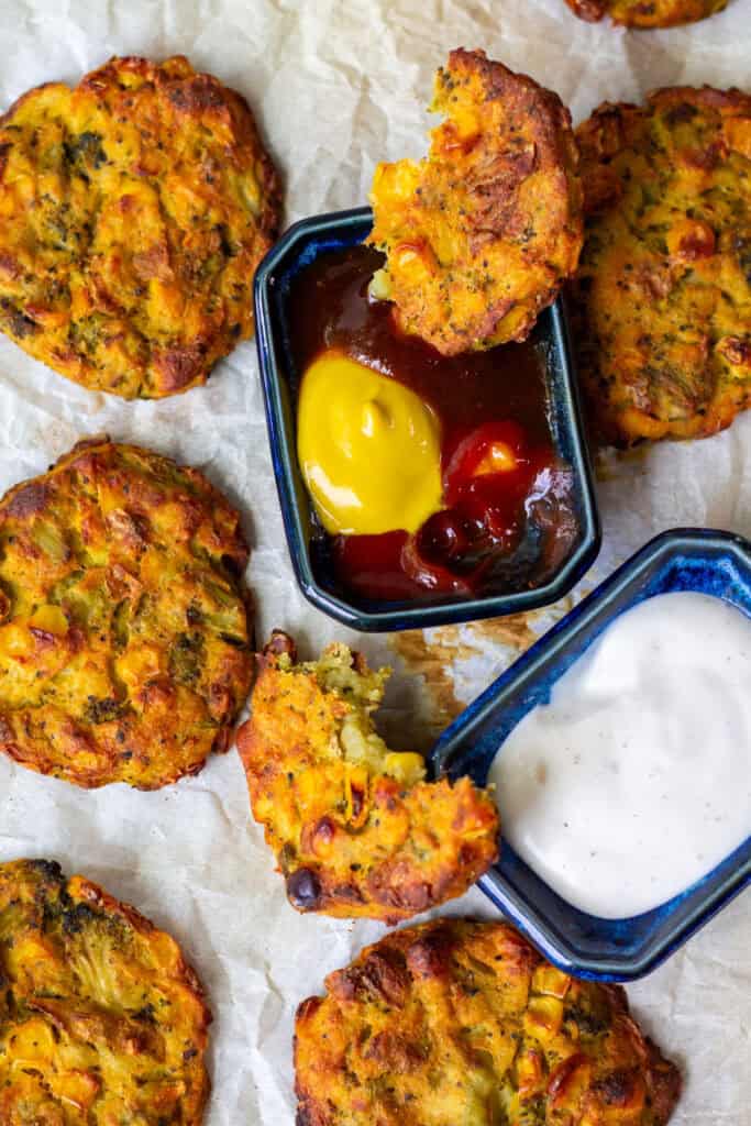 sheet pan full of baked potato pancakes