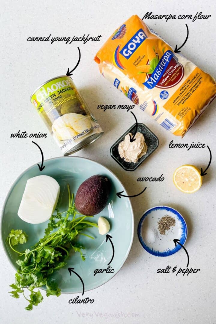 Arepa Ingredients Venezuelan Arepa Reina Pepiada Vegana with Jackfruit and Avocado - Very ...