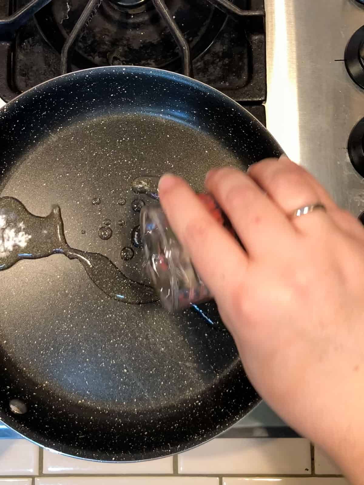 Step 1 heat pan and pour water