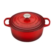 le creuset round enameled dutch oven cerise red