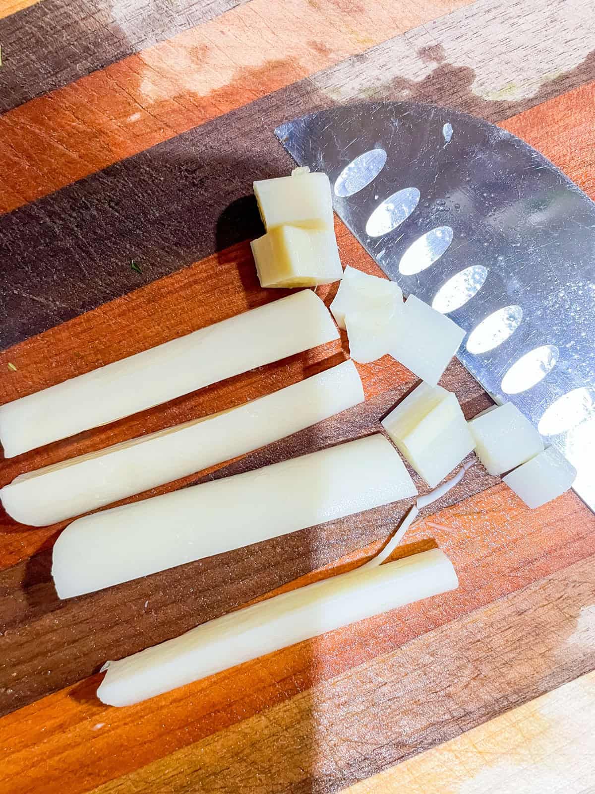 Process Step 1 - Cut the heart of palm into bite-sized pieces