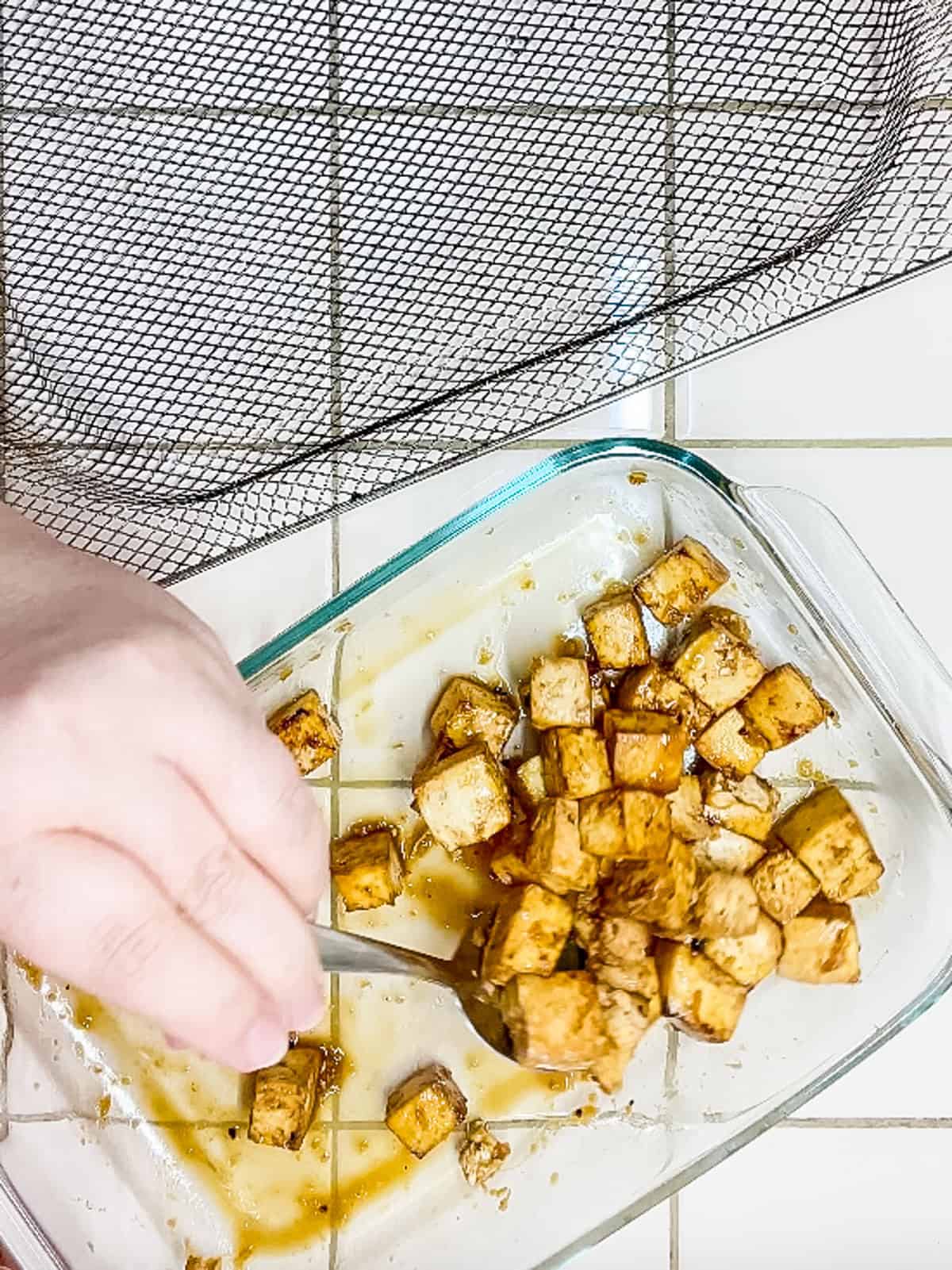Process step 6 - transfer tofu back to remaining marinade and toss to coat
