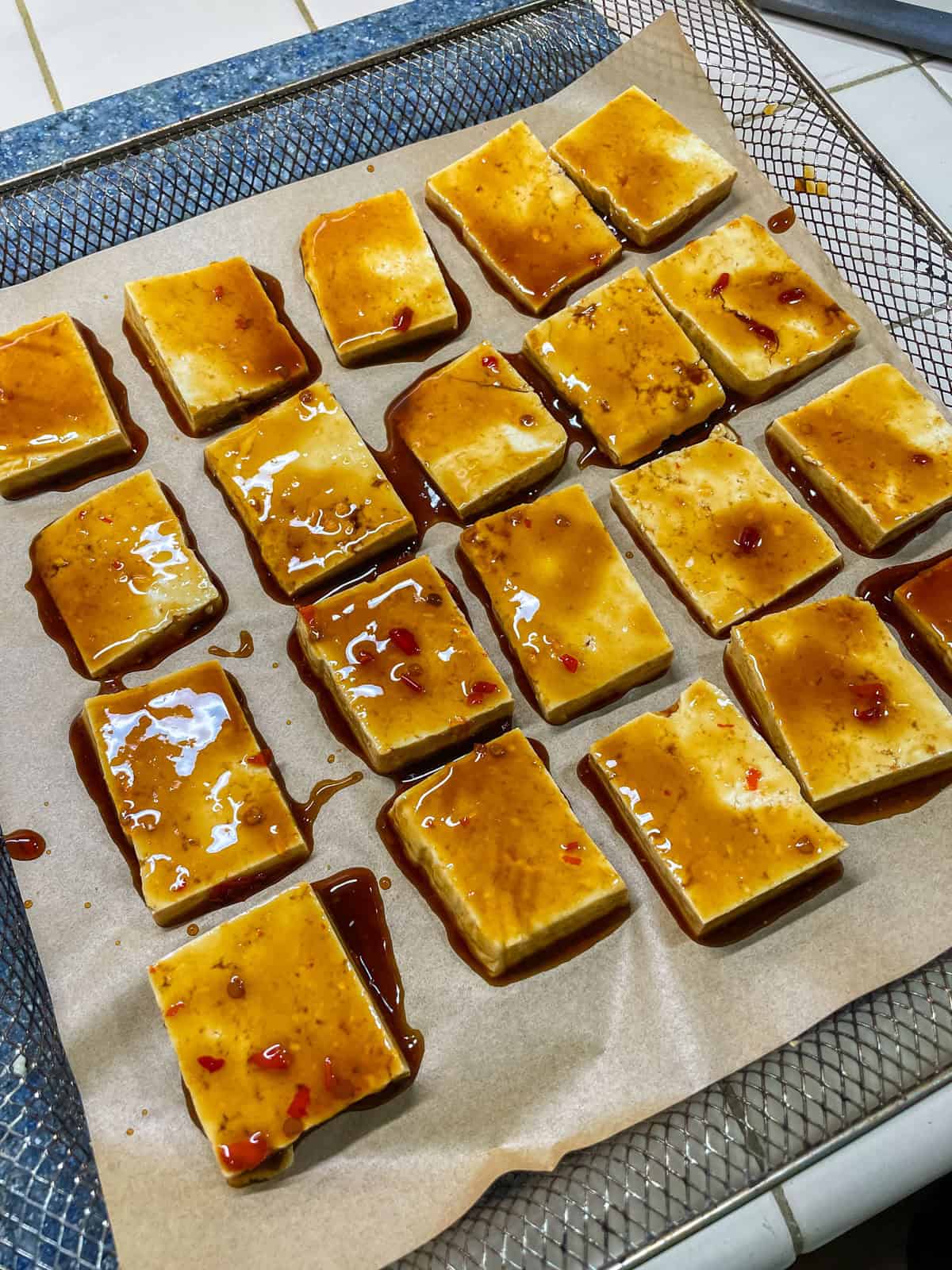 Process - tofu before baking in air fryer