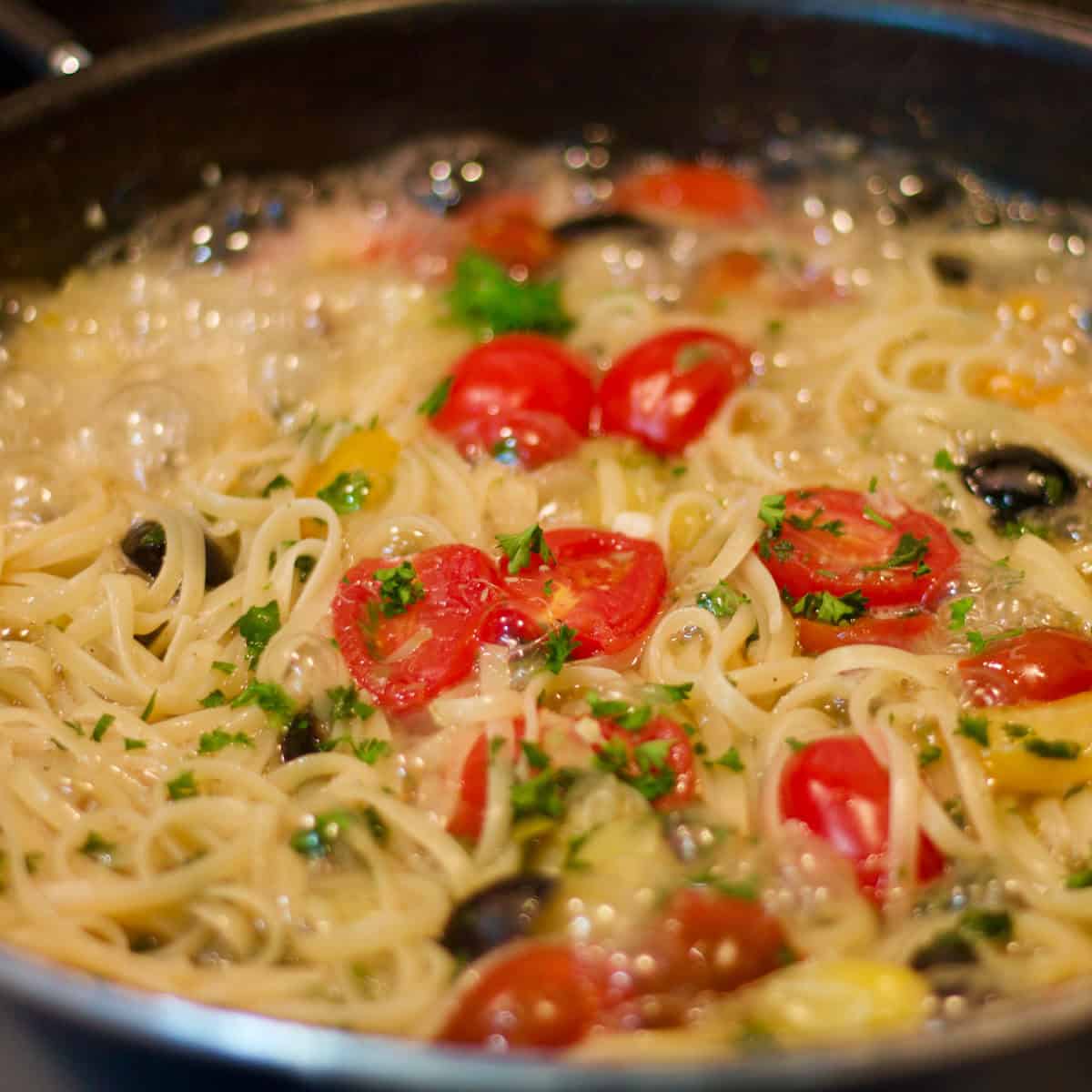 Process prep 6 - cook on high heat until pasta is tender and most of the liquid has evaporated