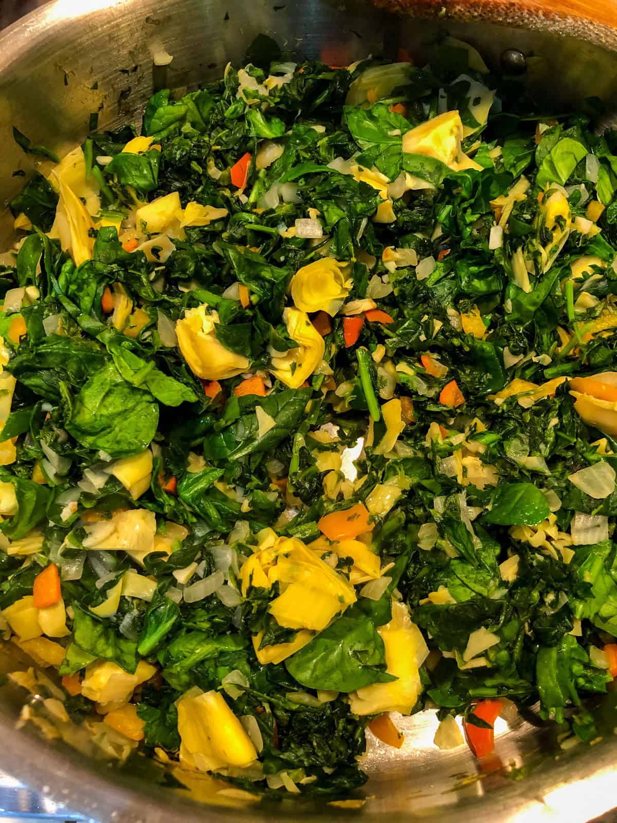 Process step 4 - add spinach and cook until wilted