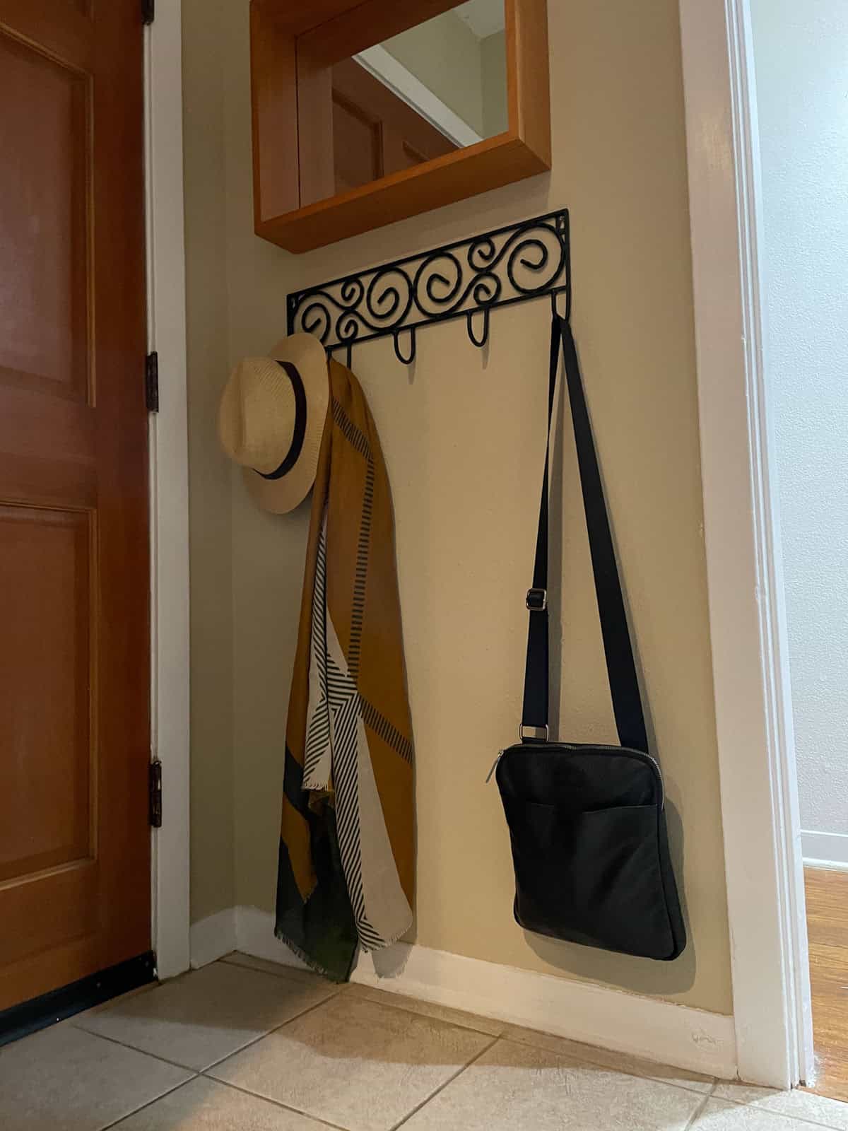 Finished look of painted and decorated small entryway