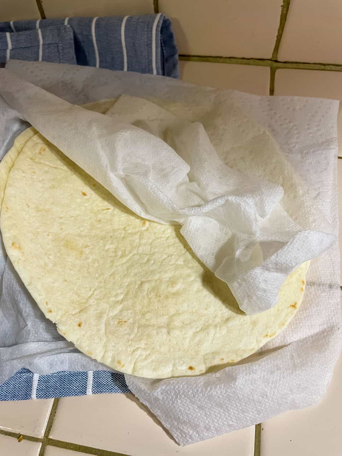 Flour tortilla (heated in microwave in a damp paper towel)