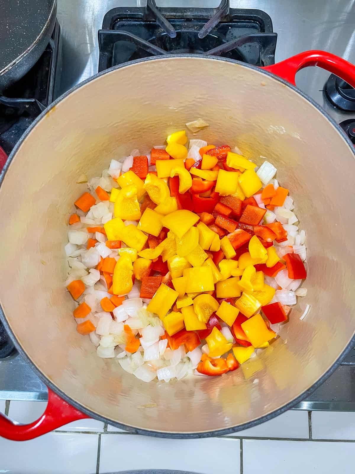 bell peppers added to pot